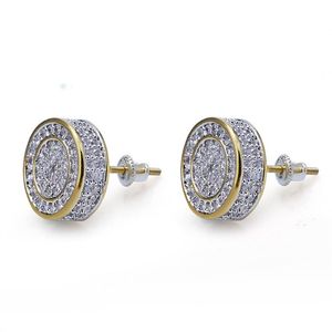 Wholesale screw studs earrings resale online - 925 Sterling Silver Iced out CZ Premium Diamond Cluster Zirconia Round Screw Back Stud Earrings for Men Hip Hop Jewelry2653