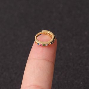 Hoop & Huggie 2pcs 5/6/7/8/9mm Multicolor Cz Cartilage Earring Rainbow Simple Tragus Daith Conch Rook Snug Ear Piercing JewelryHoop HuggieHo