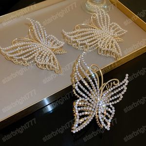 Rhinestone Butterfly Barrettes Hair Claw Clips For Women Elegant Ponytail Holder Hairpins Clamps Hair Accessories
