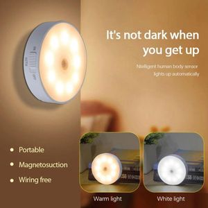 Night Lights Motion Sensor LED Nightlights USB Chargeable Light Wireless Lamp For Bedroom Stairs Hallway Closet Portable Cabinet LightNight