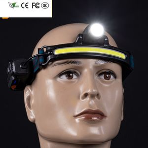 New Led Headlamp Rechargeable Built-in Battery COB Working Headlight Zoomable Head Flashlight Lamp Lighting Waterproof for Camping