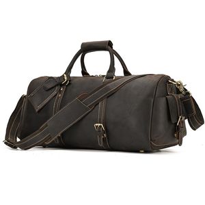 Duffel Bags Luufan Vintage Man's Travel's Travel Coather Genuine Couro de 15 polegadas PC Carry On Luggage Weekend UNissex Big Capacity HandbagDuffel