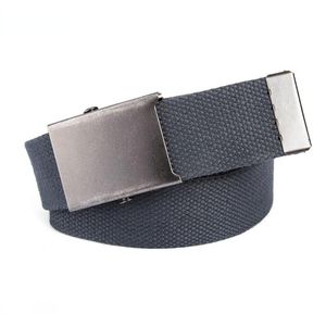 Cinturones de lienzo puro algodón para hombres tobogán vintage aleación de aleación hebilla metal de metal