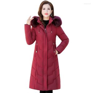 Damen-Trenchmäntel, Damen-Winterjacke, Pelzkragen, Baumwolle, gepolstert, warm, verdickt, Damen-Langmantel, Kapuzenparka, Daunenjacken, Bery22 für Damen