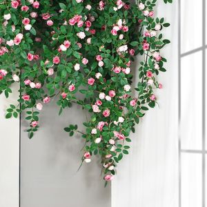 Decorative Flowers & Wreaths Artificial Rose Garland Fake Vine Plastic Plant Leaf Ivy Wall Covering Wedding Arch Flower Decoration Tiny Flow