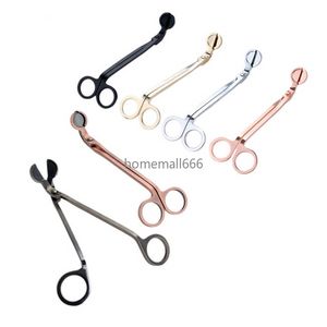 Stock Candle Wick Trimmer Stainless Steel Candle scissors trim wick Cutter Snuffer Round head 18cm Black Rose Gold Silver Red Bronze AA