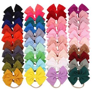 4,5 Zoll einfarbige Bögen Stirnband für Kinder Mädchen Baumwolle Schleife elastisches Haarband Boutique Kopfbedeckung Haarschmuck