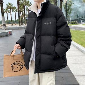 Men's Down & Parkas 21 Hong Kong Style Winter Prints Plus Velvet Thick Cotton-padded Clothes Bread Coat Stand-up Collar Korean Version Phin2