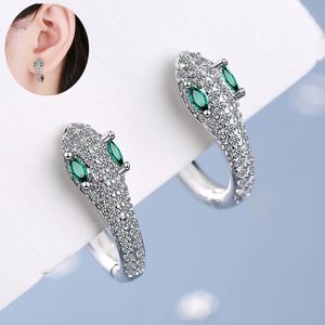 Hoop Huggie Women's Fashion Cassiopeia Snake örhängen Micro Crystal CZ Stone Round Circle Geometric Earring Huggies Punk Trendy Jewelr