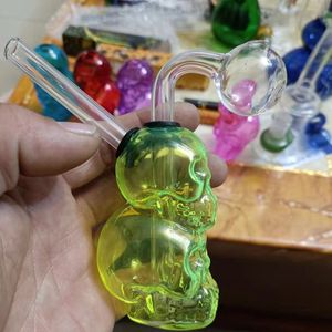 Hookahs Skull Deslizamento de vidro de vidro queimador de água tubos de água bong mini estilo colorido fumando borbulhador