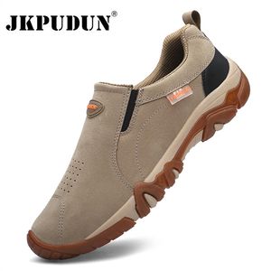 Wholesale mens leather hiking shoe fashion for sale - Group buy Fashion Men s Casual Sneakers Leather Breathable Outdoor Hiking Shoes Men Non Slip Trekking Mens Moccasins Zapatos Hombre