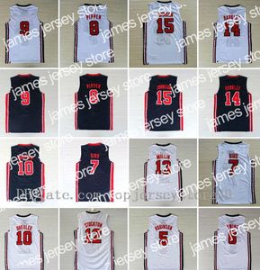 New College 1992 EUA Team Dream Team One John Stockton Jersey Patrick Ewing David Robinson Karl Malone Chris Mullin Johnson Jersey Respirável