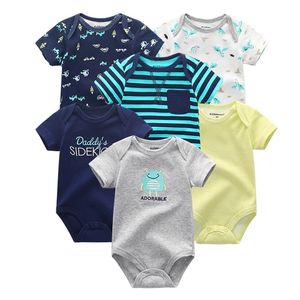 6 PCS/LOT UNISEX SUMMER BORN BABYROMPERS 100％コットンベビー服セットRoupas de bebe baby boy girl coordeslj201223