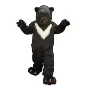 High quality Black Plush Bear Mascot Costumes Halloween Fancy Party Dress Cartoon Character Carnival Xmas Easter Advertising Birthday Party Costume Outfit