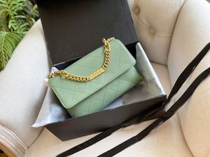 2022 Mode echtes Leder Luxus Designer Taschen Frauen Umhängetaschen Designer Dame Umhängetasche Woc Geldbörse Goldkette Handtaschen kleine Gitter Totes Messenger Hobos