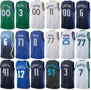 Screen Print Draft Pick Wendell Moore Jr Basketball Jersey Christian Wood Dorian Finney-Smith 10 Reggie Bullock 25 Dwight Powell 7 Trey Burke 3 Dirk Nowitzki Uniform