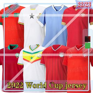 2022 Världscupen Marocko Island Soccer Jerseys Senegal Egypten Mane Hakimi Ghana Maillot Foot Schweiz Maillot Serbia Football Shirt Uniforms Skjortor Uruguay