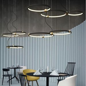 Lâmpadas pendentes de lustre de anel redondo iluminação de lustres para sala de estar Luz de arte criativa em forma de lâmpada suspensa restaurante lampenda