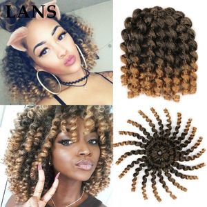 8 tum kort kopparröd jamaicansk studsruka hår syntetisk trollstav curl flätor förlängningar 20 trådar/pack curly twist flätning ls08