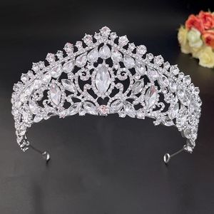 Nakrycia głowy mody panny młodej kryształ koronny europejski królowa bankiet biżuteria ręcznie robione damskie akcesoria do włosów ślubne
