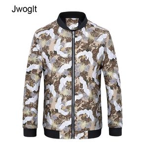 Spring Autumn New Cotton Mens Bomber Jackets Casual Male Outwear Vintage Harajuku Crane e Koi Zipper Jackets Coats 5xl 6xl 210412