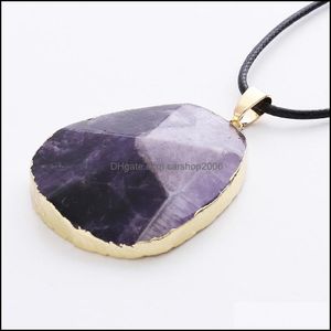 Pendant Necklaces Amethyst Stone Necklace Health Lucky Irregar Crystals Diy Handmade Material Special Jewelry Carshop2006 Carshop2006 Dhrlm