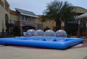 Çocuklar ve Yetişkinler İçin Büyük Şişirilebilir Su Havuzu Playhouse Ticari Şişirme Havuzları 6m x 8m 4 Su Yürüyen Toplar 2m