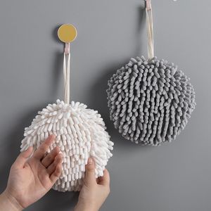 Kitchen Tools Sponge Chenille Hand Towel Hanging Absorbent Quick-drying Cloth Plush Thickened Microfiber Towel Ball Bathroom Accessories LT0113
