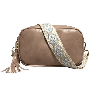 10pcs rzeczy worki kobiety pu retro zwykły prostokątny haftowany bawełniany żakard z szerokimi paskami na ramię w torbie crossbody