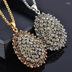 Pendant Necklaces LEEKER Solid Big Rhinestone Waterdrop Necklace Long Chain Women Statement Retro Jewelry ZD1 LK4 Elle22