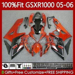 Suzuki GSXR için OEM Moto Vücut 1000 CC K5 GSX-R1000 2005 2006 Kaporta 122NO.27 GSXR-1000 GSXR1000 1000CC 05 06 GSX R1000 05-06 Enjeksiyon Kalıp Airatlar Kiti Turuncu Siyah