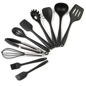 9/10/12PCS Silikon Kochutensilien Set Antihaft-Spatel Schaufel Holzgriff Kochutensilien Set mit Aufbewahrungsbox Küchenwerkzeuge 210326