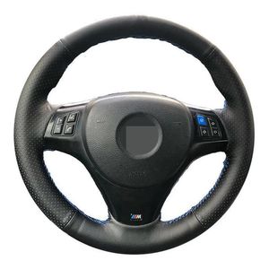 Tampas do volante de direção Anti-deslizamento preto de couro artificial de carro para e90 E91 E92 E93 E87 E81 E82 E88 X1 E84 ACLONTES ACESSORESTEERINGSTEESTEE