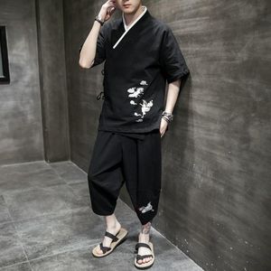 Men's Tracksuits Summer Vintage Thin Linen Cardigan Jacket Men Plus Size Windbreaker Mens Kimono Coat With Embroidery 4XL 5XLMen's
