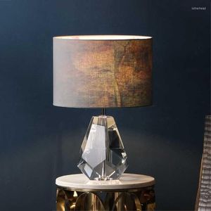 Table Lamps Europe Crystal LED Lights Cloth Lamp Shade Art Deco Light For Bedroom Bedside El Study Living Room Desk E27Table