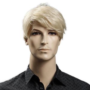 Men Short Hair toptan satış-Kısa sarışın erkek sentetik peruklar Amerikan Avrupa inç düz erkek peruk saç kapağı ısı dirençli294s