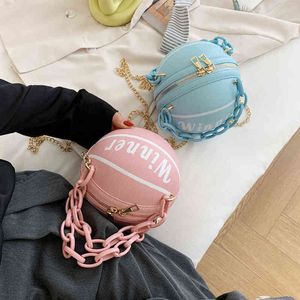 Mode Koreanische Version Tragbare Basketball Umhängetasche Persönlichkeit Trend Kette Kleine Ball Tasche Einzelne Schulter Tasche 220628