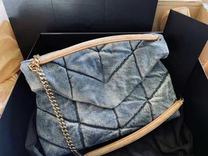 데님 블루 Loulou Puffer 어깨 Crossbody 가방 디자이너 럭셔리 핸드백 체인 봉투 메신저 가방 여성 레이디 플랩 지갑