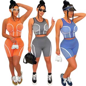 2023 Designer Summer tracksuits Women Outfits Sleeveless Vest Tank Top and Shorts Two Piece Sets Active Tracksuit Casual Outdoor Sports Suits Fitness clothes 9215