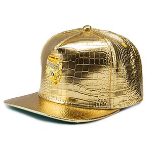 Fashion Hip Hop Caps Baseball Adjustable Snapback Ball Cap Men Women PU Leather Hiphop Hats Crocodile Grain Leather Snap Back Hat