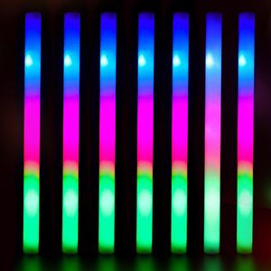 Varas De Espuma Levou Brilho venda por atacado-Decoração de festa RGB LED FOAM GLOW Sticks Iluminação em Dark Multi Color Stick para Brinquedos de Concertos para Casamento logotipo personalizado pcs196j