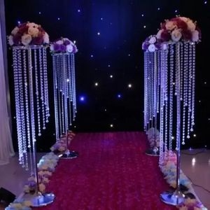 Debout Mariage Passerelle achat en gros de 110cm de haut Décorations de mariage acrylique Crystal Centorpiece Table Fleur Stand Walkway Road Event Party T Stand Decor FY3764 SXAUG06