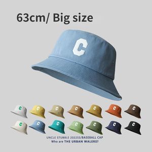 Beralar büyük kafa xl kova şapkaları 63cm erkekler için kadınlar bob dört mevsim balıkçı şapka mektubu güneşlik büyük boyutlu toptancı