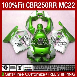 Fairings For HONDA CBR250 CBR 250RR 250 RR CC 250CC 1990 1991 1993 1994 1996 1997 1998 1999 131No.145 CBR250RR MC22 90 91 92 93 94 95 96 97 98 99 Injection Body Silver Green