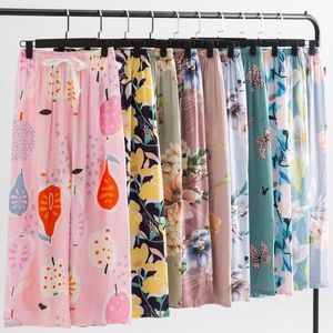 Women's Sleepwear Loose Summer Pajamas Pants Women Printing Sleep Bottoms Elastic Waist Calf-Length Female Home Lounge WearWomen's