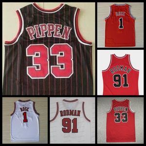 Maglia da basket retrò da uomo 1997-98 23 Rodman Scottie Pippen Rose Maglia da basket cucita da uomo