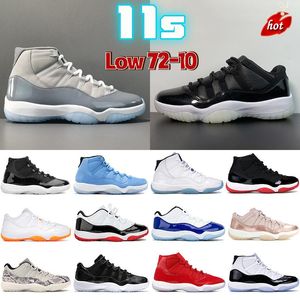 O mais novo 72 -10 Cool Gray 11 11S Sapatos de basquete masculino 25º aniversário Low Legend University University Blue Bred Bred Concord Pantone Cap e Men, homens