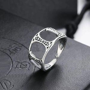 2022 Luxury Designer Ring S925 Sterling Silver Vintage Openwork Cross Eternal Hua High Quality Rings for Men Openings Adjustable Punk Trendy Gift