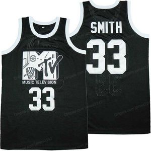 Nikivip Will Smith #33 Jersey Music Television Pierwszy doroczny rock N'jock B-Ball Jam 1991 Szygowane czarne koszule MTV