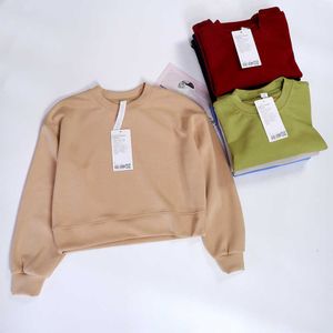 Abbigliamento da yoga oversize perfettamente LL Donna Tempo libero Quotidiano Top Corto Girocollo Maglione ampio Traspirante Manica lunga Spandex Alta elasticità Sport Sciolto Fiess